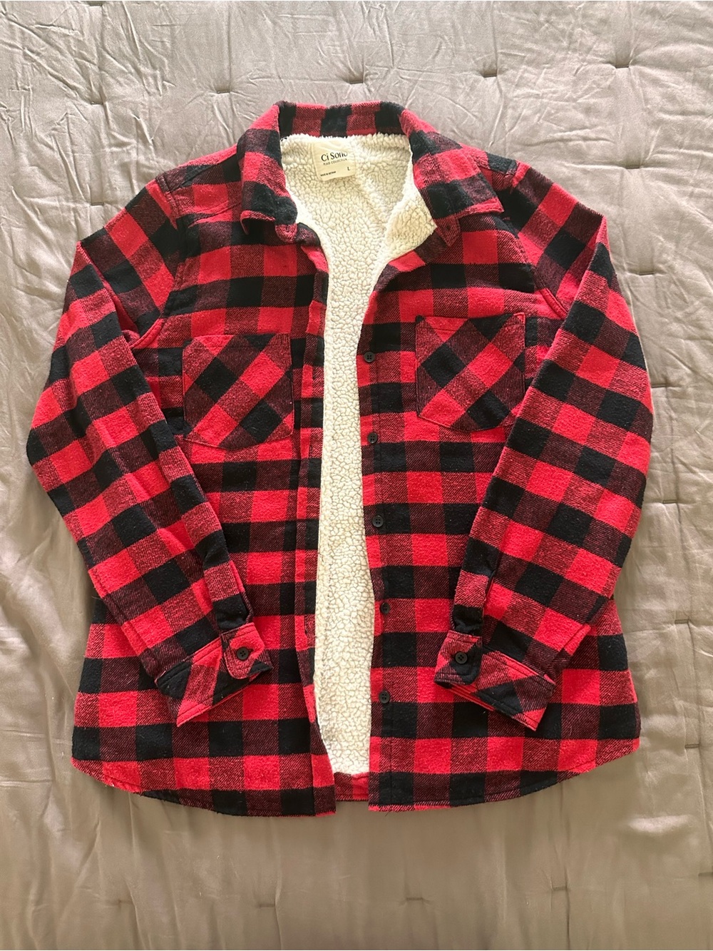 Ci Sono Red and Black Buffalo Plaid Flannel Jacket